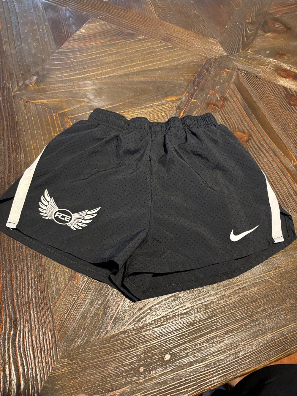 Nike Black Athletic Mesh Shorts with White Logos